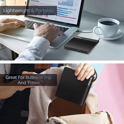 Rioddas External CD/DVD Drive for Laptop, USB 3.0 CD DVD Player Portable +/-RW Burner CD ROM Reader Writer Disk Duplicator Compatible with Laptop Desktop PC Windows Apple Mac Pro MacBook Linux thumbnail 7