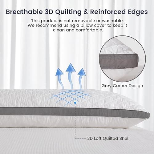 Rainmr Body Pillow Shredded Memory Foam & Cooling Double Case Cover Huggable Pillows 20x54 inches (White, 3D Loft Quilted (20 * 54in)) thumbnail 3