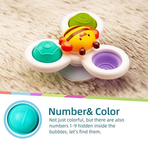 LiKee Strong Suction Cup Fidget Rotating Sensory Bath Toys for Baby, Airplane Car Travel Table & Window Toys for Toddler Boys and Girls, 10+ Months thumbnail 3