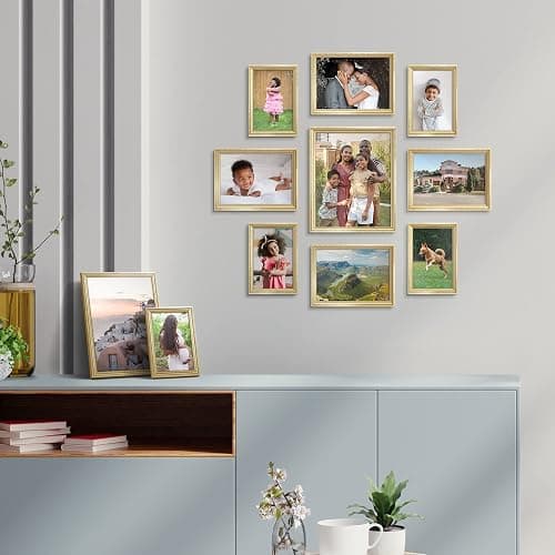 Icona Bay 8x10 Picture Frames (Gold, 6 Pack), Beautifully Detailed Molding, Contemporary Picture Frame Set, Wall Mount or Table Top, Inspirations Collection thumbnail 2