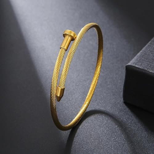 A D. ALLEN & DANMI. 18 K Gold Plated Love Bangle Bracelet Set Flexible Wide Wristband Bangle Bangle Set for Love thumbnail 3