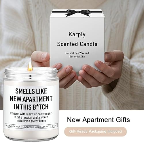 Karply Funny Housewarming Candle, New Apartment Gifts, House Warming Gifts New Home for Men, Women, Couple, Family - First Apartment Essentials, 1st Apt. Must Haves - Closing Presents for Home Buyers thumbnail 2