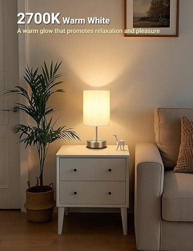 HSLighting Bedside Lamps, Touch Control Table Lamp 3-Way Dimmable Small Lamp with 3D Pleats Fabric Shade LED Minimalist Nightstand Warm White for Christmas Xmas Bedroom Living Room Gift Decor thumbnail 6