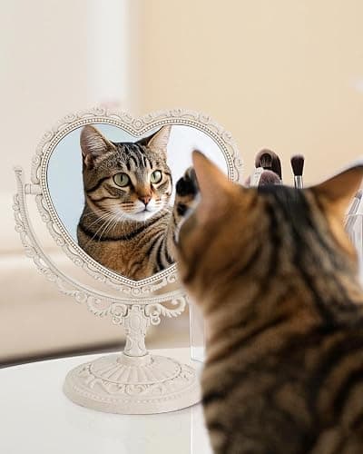 D&XQAUO Vintage Heart Mirror for Desk Cute Coquette Room Decor,Vanity & Bathroom Double-Sided Rotating Makeup Table Mirror with Stand thumbnail 7