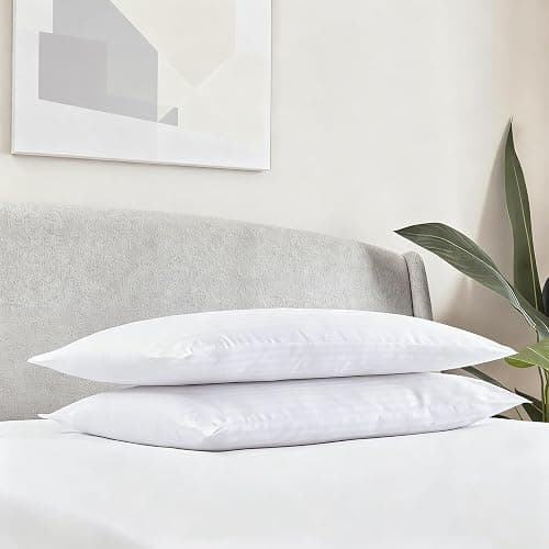 Gooeb Flat Ultra Thin Bed Pillows Standard Size Pillow Set of 2 Extra Soft Down Alternative for Stomach Back Sleeper Hotel Collection 20x26inches thumbnail 2