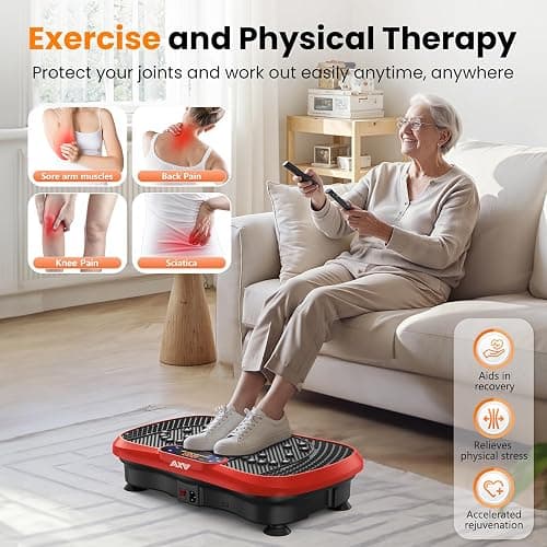 AXV Vibration Plate Fitness Platform Exercise Machine Vibrating Shaking Full Body Shaker Workout Vibrate Stand Shake Board Sport Gym for Weight Loss Fat Burner for Women Men thumbnail 7