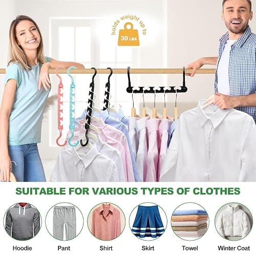 8-Pack-Closet-Organizers-and-Storage,Sturdy Organization-and-Storage-Hangers-Space-Saving for Wardrobe,Dorm-Room-Essentials for College Students Girls Smart Clothes Hanger Apartment Essentials thumbnail 5