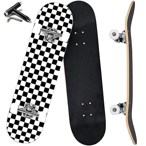 ANYFUN Pro Complete Skateboards for Beginners Girls Boys Kids Youths Teens Adults 31"x8" Skate Boards 7 Layers Canadian Maple Double Kick Deck Concave Longboard - Image 1