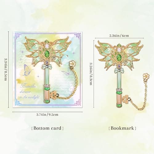 4pcs Metal Bookmarks Set for Reading Women and Men, Enchanted Floral Wing Key Magic Reading Accessories, Fantasy Book Marks Gifts for Book Lovers Readers Kids Page Holders with Flower Feather Designs thumbnail 3