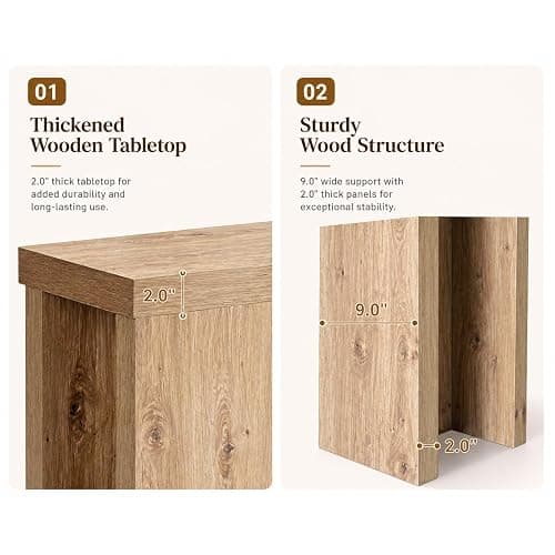 70.9 Inch Extra Long Console Table, Farmhouse Entryway Table with Thickened Base, Wood Sofa Table Behind Couch Table, Narrow Entryway Accent Table for Living Room, Hallway, Entrance, Foyer, Brown thumbnail 8