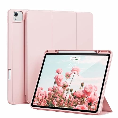 GKABXY Case for iPad Air 13 Inch 2024 M2, iPad Pro 12.9 Case (2022/2021, 6th/5th Gen) with Pencil Holder, Slim Trifold Stand Case, Supports Pencil Pro/USB-C, Auto Wake/Sleep, Pink - Image 1
