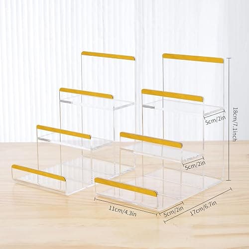 2 Pack 3-Tier Purse Display Stands, Acrylic Wallet Holder Risers Stand, 2-Inch Spacing Clear Clutch Rack Handbag Display Shelf, 4MM Thick Counter Wallet Organizer for Figure Sunglasses Retail Vendor thumbnail 3