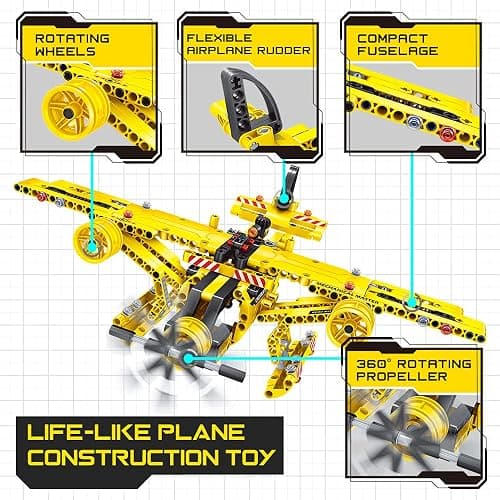 STEM / Building Toy for Ages 5, 6, 7, 8, 9, 10, 11, 12 Years Old Kid, Boy, Girl - 2-in-1 Truck Airplane Take Apart Toy, 361 Pcs DIY Building Kit, Learning Engineering Construction Toy, Ideal Gift thumbnail 6