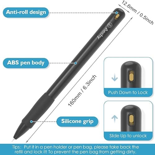 AECHY 3 Pack Gravity Sensing Auto-Retractable Ballpoint Pens, Quick Dry Black Ink Pens 0.5mm Fine Point, Smart Lock Mechanism, Drop-Proof Design, Ultra-Smooth Writing for Office,School,Nurses thumbnail 2