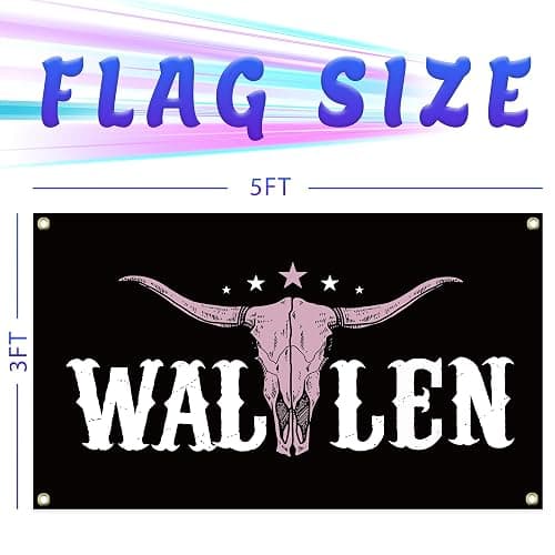 Wallen Western Pink Bull Skull American Flag - Funny Man Cave Wall Banner for Indoor Outdoor Bedroom College Dorm Decor - 3x5FT Pink Tapestry Gifts thumbnail 3
