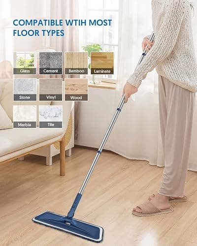 BPAWA Microfiber Mops for Floor Cleaning: Flat Mop for Wood Laminate Tile | 4 Washable Chenille Pads fit for Swiffer PowerMop, 59" Adjustable Handle, Dry Wet Mopping Home Hardwood Vinyl Multi-surfaces thumbnail 7