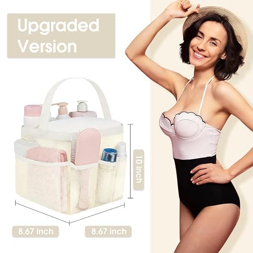 Attmu Mesh Shower Caddy Portable for College Dorm Room Camping Essentials, Shower Caddy Dorm with 9-Pockets, Large Capacity Hanging Basket Bathroom Bag for Toiletry, Swimming, Gym, Camp, Beach thumbnail 3
