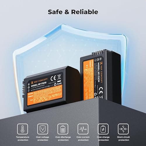K&F CONCEPT NP-FW50 Battery and Dual Slot Charger for Sony ZV-E10 A6500 A6400 A6300 A6000 A7 A7II A7RII A7SII A7S A7R A7R2 NEX-3 NEX-5 Cameras thumbnail 5