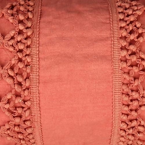 RAJRANG Coral Throw Pillow Cover with Decorative Tassels - 20x12 Inches Lumbar Boho Cushion for Living Room and Sofa Decor thumbnail 4