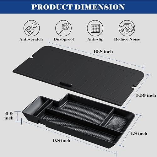 Center Console Organizer Cover for Ford F150 Accessories 2021-2026 & Lightning XLT 2022 2023 2024 Middle Console Secret Pocket Lid Interior Hidden Storage Compartment Tray with USB Holes, 2PCS thumbnail 7