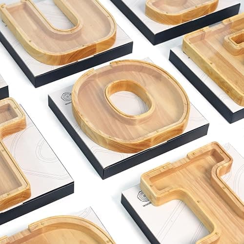 WOOD CITY Letter Piggy Bank for Adults Boys Girls Kids, Wooden 9 inch Large Personalized Bills and Coins Bank Money Box, Customized Name DIY Creative Gift for Real-Money, Alphabet Decorations (N) thumbnail 8