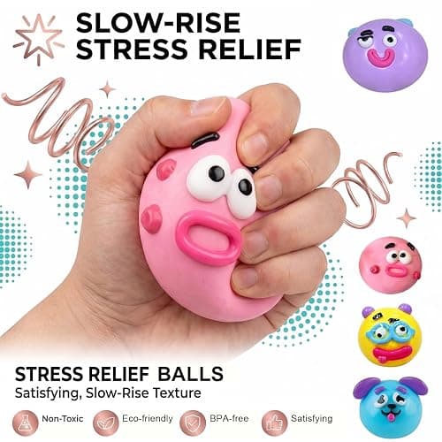 Smushers Squishy, Smushers Sensory with Interchangeable Faces, Curiosities Smushers Dog Face Swap Squishy, Soft Moldable Cute Slow Rise Relaxing Sensory Fidget Relief (Pink) thumbnail 5