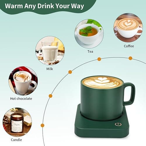 VOBAGA Mug Warmer Set, Coffee Warmer for Desk with 11oz Ceramic Mug, Auto Shut Off & 3-Temp Settings, Smart Coffee Cup Warmer, Home Office Essentials Coffee Set(Mug Included) thumbnail 5