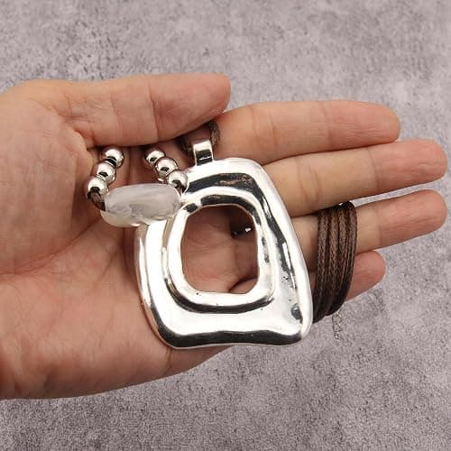 joymiao Boho Necklaces for Women Chunky Circle Necklace Layered Boho Circle Leather Choker Necklace Long Vintage Necklaces Bohemian Jewlery Gifts thumbnail 7