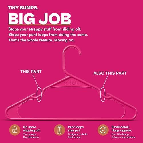 The Boring Hangers Pink Plastic Hangers 22 Pack - 10 lb Heavy Duty Pink Plastic Clothes Hanger Set - 0.20" Slim & Space Saving Girls Room Closet Organizer Coat Hangers, Dorm Room Essentials thumbnail 8