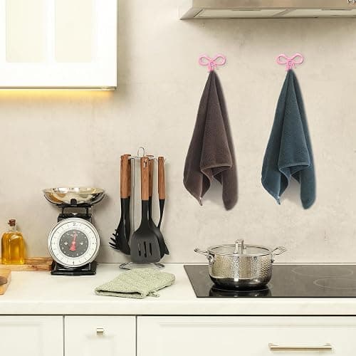 Otoolling 2 Pack Small Pink Bow Wall Hooks Valentine's Day Bow Knot Hooks for Wall 2.36'' Cute Decorative Coat Holder Metal Bowknot Door Hanger for Hats Bags Tie Bath Towels Coats thumbnail 7