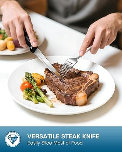 Stapava 24-Piece Silverware Set with Steak Knives, Food-Grade Stainless Steel Flatware Set for 4 Mirror Polished Cutlery Utensil Sets Include Forks Spoons and Knives Set Dishwasher Safe thumbnail 4