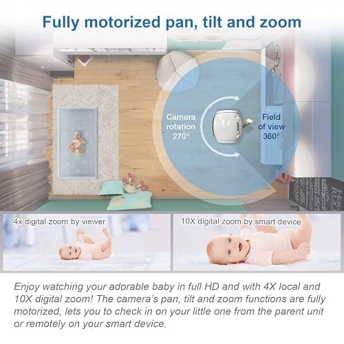 VTech Upgraded Smart WiFi Baby Monitor VM901, 5-inch 720p Display, 1080p Camera, HD NightVision, Fully Remote Pan Tilt Zoom, 2-Way Talk, Free Smart Phone App, Works with iOS, Android thumbnail 7