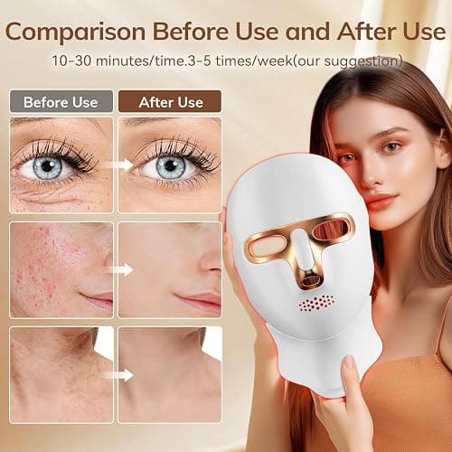 Red Light Therapy Mask for Face,Cordless LED Face Mask Light Therapy,USB C Rechargeable,Infrared Lights Masks for Home Working Travel Yoga Sleep thumbnail 3