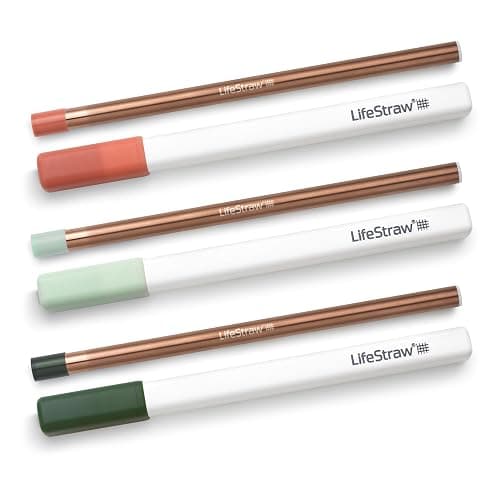 LifeStraw Sip Filter Straw with 3 Carry Cases, Copper, 3PK | Reusable Stainless Steel Water Filter Drinking Straw, 3-Pack with 3 Carry Cases, Removes Microplastics and Bacteria - Image 1