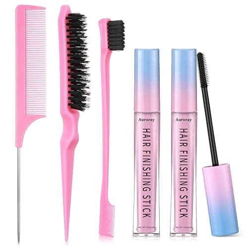 5Pcs Hair Finishing Stick Gel with 3pcs Slick Back Brush,Flyaway Hair Tamer Stick Styling Wand Gel for Smooth Frizz, Style Edges (0.53 oz/one) - Image 1