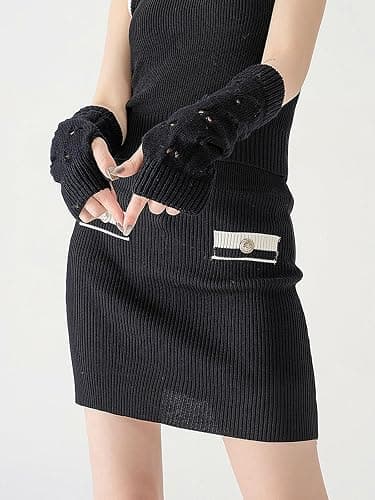 URAWESO Goth Arm Warmers Emo Punk Y2k Arm Sleeves Fingerless Gloves Cosplay Costume - Black04 thumbnail 4