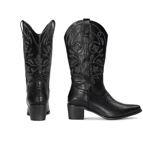 IUV Cowboy Boots For Women Pointy Toe Women's Western Boots Cowgirl Boots Mid Calf Boots thumbnail 6