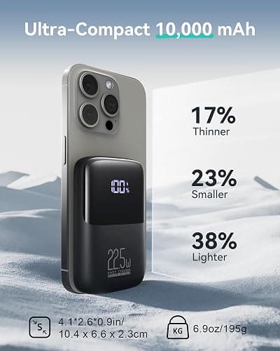 INIU Portable Charger, Smallest 22.5W 10000mAh Power Bank, USB C in/Output Fast Charging 3-Output Mini Battery Pack Charger with Phone Holder for iPhone 16 15 14 13 12 Samsung S23 Google iPad Tablet - black thumbnail 2