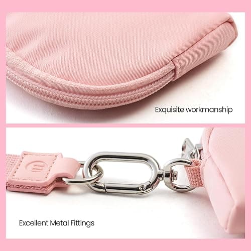 Mini Dual Pouch Wristlet Wallet for Women – Zip Around wristlet Keychain Wallet with 2 Wristlets, Ideal for Dog Walking, Coffee Runs & Lunch Break Essentials (Rose+Pink) thumbnail 6