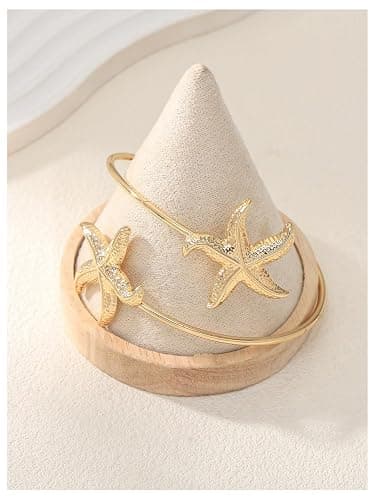 MakeMeChic Beach Gold Arm Cuff Jewelry for Women Bangle Band Armlet Flower Upper Arm Cuff Bracelet Summer Beach Essentials thumbnail 4