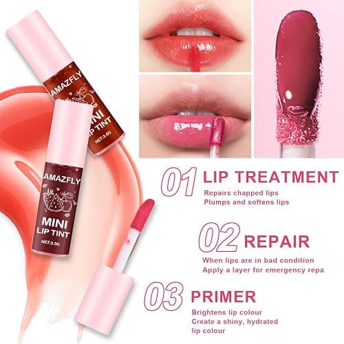 6 Colors Lip Tint Stain Set, Watery Lip Stain Mini Liquid Matte Lipstick, Multi-use Lip Cheek Tint, Moisturizing Plump Lip Gloss, Lightweight Non-Sticky, Long Lasting, Vivid Lip Care Makeup (6 Colors) thumbnail 4