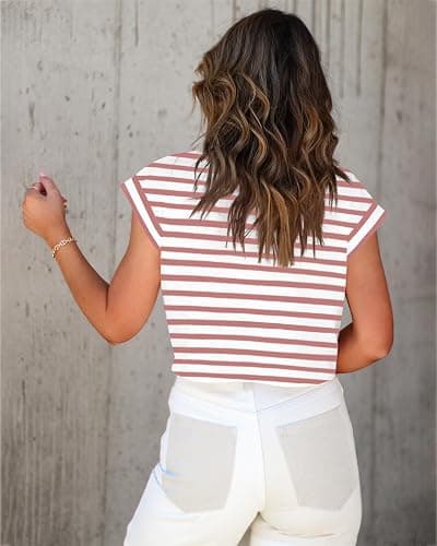 Tankaneo Womens Short Sleeve Cropped T-Shirts Summer Rolled Dolman Sleeve Crop Tops Casual Round Neck Solid Short Basic Tees thumbnail 4