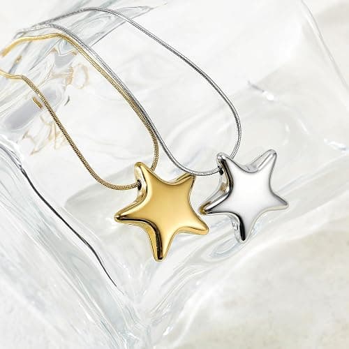 HANRESHE Star Choker Necklace for Women Stainless Steel Minimalist 14K Gold Plated Star Charm Pendant thumbnail 6