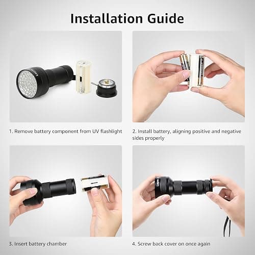 Lepro 51 LEDs UV Light Handheld Blacklight, UV Flashlight Black Light, 395nm Detector for Pet Urine, Stains, Bed Bug and Scorpions, Battery Not Included thumbnail 8