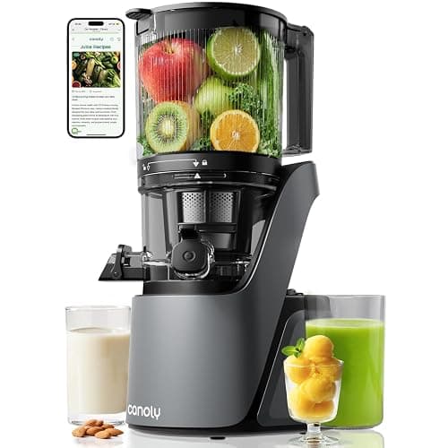 Canoly C16 Cold Press Juicer, with a 6" Wide Chute & Self-Precut, 3-in-1 Strainers (Juice & Sorbet & Nut Milk), BPA-Free Construction, Powered by a AC Brushless Motor (Space Gray) - Image 1