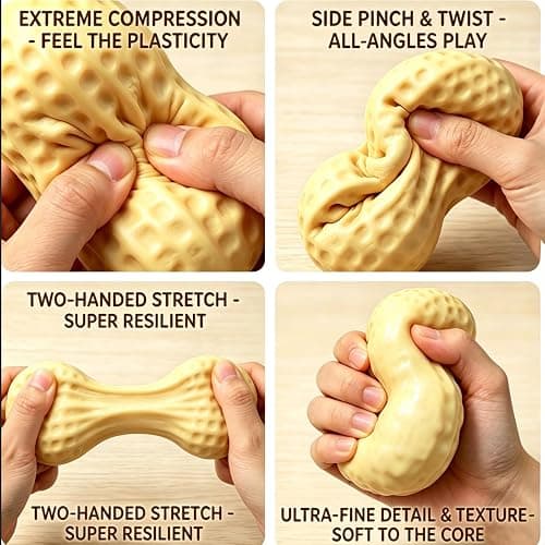 Crunchy Peanut Squishy Toys,Slow Rising Squishy Fidget Toys for Kid & Adult | Peanut Squishy Crunchy, Realistic Food Shaped Decompression Stress Balls, for Stress Anxiety Relief, Office Use, Party Favors thumbnail 4