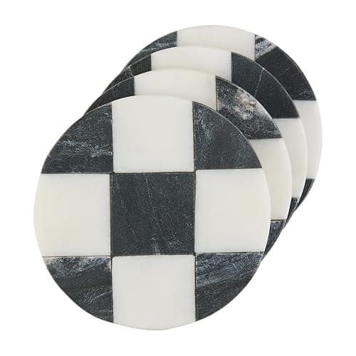 Mud Pie Circle Checkered Coaster Set; 4" x 4" - Image 1