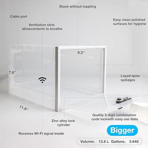 Large Medicine Lock Box for Safe Medication, Lockable Storage Box for Fridge/Snacks Food, Phone Lock Boxes with Combination Code for Home/Dorms/Office Storage Lockers thumbnail 8