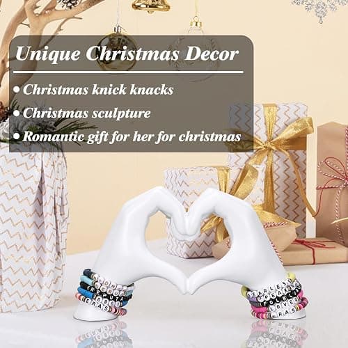 DOVDOV Hand Heart Decorative Statue, White Heart Decoration, Modern Art Home Decoration for Room Coffee Table Office Shelf on Entryway Entrance Tabletop Decoration and Ornament. thumbnail 5