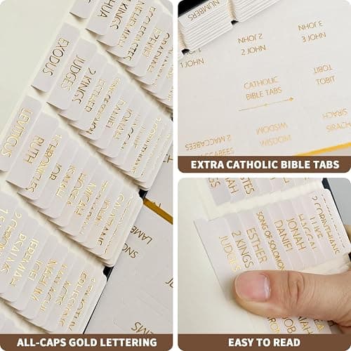 ZIEYOMI- Laminated Bible Tabs for Women and Men, Bible Study Journaling Supplies, Large Print Bible Book Index Tabs for Study Bible, Gold Foil Embossed Lettering Bible Stickers Dividers Tabs - Boho thumbnail 5